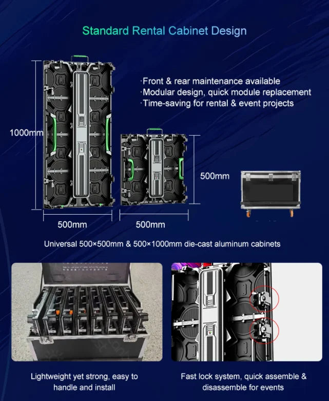 P2.6 High Bright LED Stage Display 500*500mm Die Cast Rental LED Screen for Music Festival School