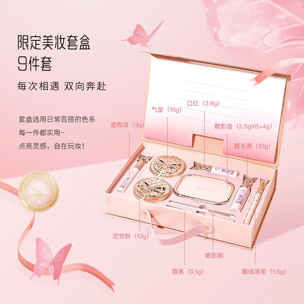 Make Up Sets Cosmetics Full Set Makeup Kit Lipstick Eyeshadow Eyebrow Pen Air Cushion BB Cream Mascara 9 Pcs Makeup Gift Box
