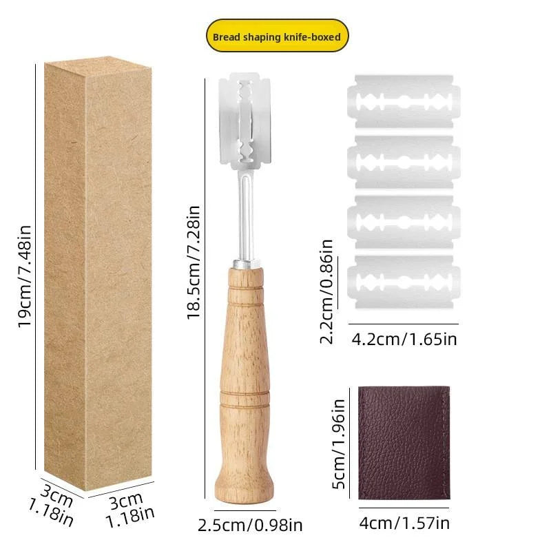 1-5P Bread Cutter French Bread Blades Kitchen Gadgets Normal Wood Handle Baking Accessory European Style Curved Arch Toast Knife