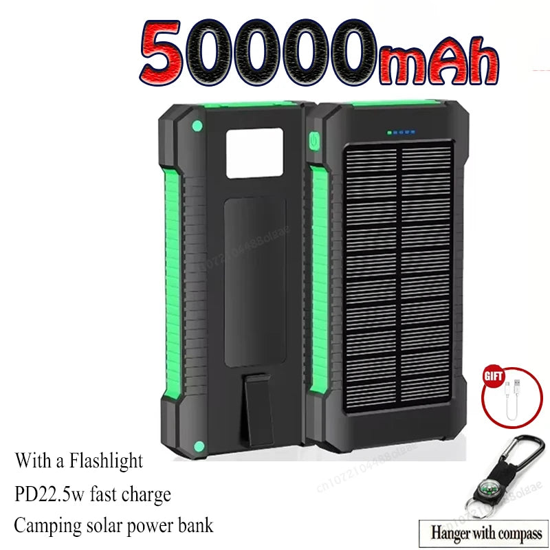 500000mAh Waterproof Outdoor Solar Power Bank Dual USB Travel Portable Solar Phone Charger Solar Powerbanks for Xiaomi Camping