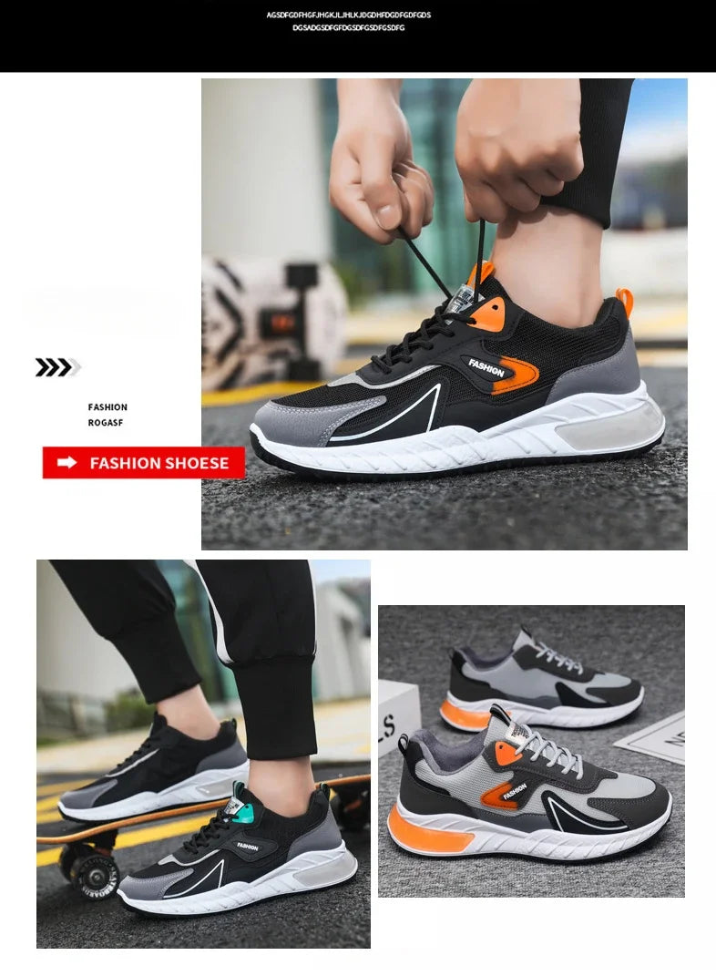Men's Sneakers Fashion Breathable Vulcanized Shoes Casual Sports Shoes Men Trendy Lace-up Sneakers Zapatillas Hombre 2024
