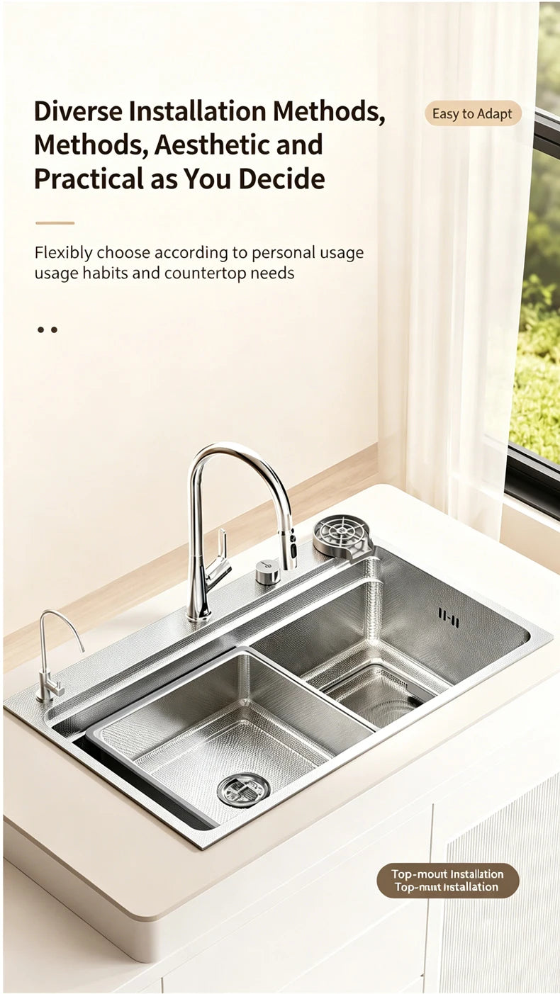 316L Stainless Steel Kitchen Sink Undermount Sinks Antiscratch Rice Granule Embossing Large Single Slot Dish Wash Basin