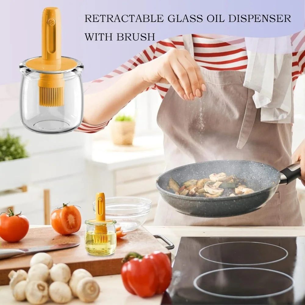 Cooking Oil Dispenser， Lightweight Vinegar Bottle Detachable Brush Cooking Tool Sauce Storage Holder Kitchen Gadgets For