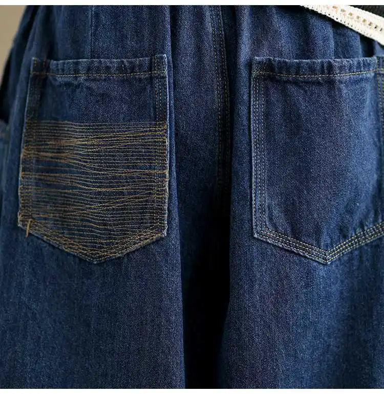 2026 New Women's Retro Literary Baggy Jeans Simple Versatile Wide-leg Washed Denim Trousers Casual Streetwear Ladies Harem Pants