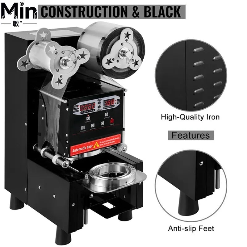 Automatic 90 95 98mm Cup Sealer Commercial Coffee Bubble Tea Boba Juice Cup Sealing Machine
