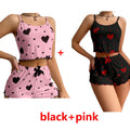 2 Pieces Set Women'S Pajama Shorts Suit Homewear Print Underwear Sexy Lingerie Camisoles Tanks Nighty Ladies Sleepwear Summer Pa