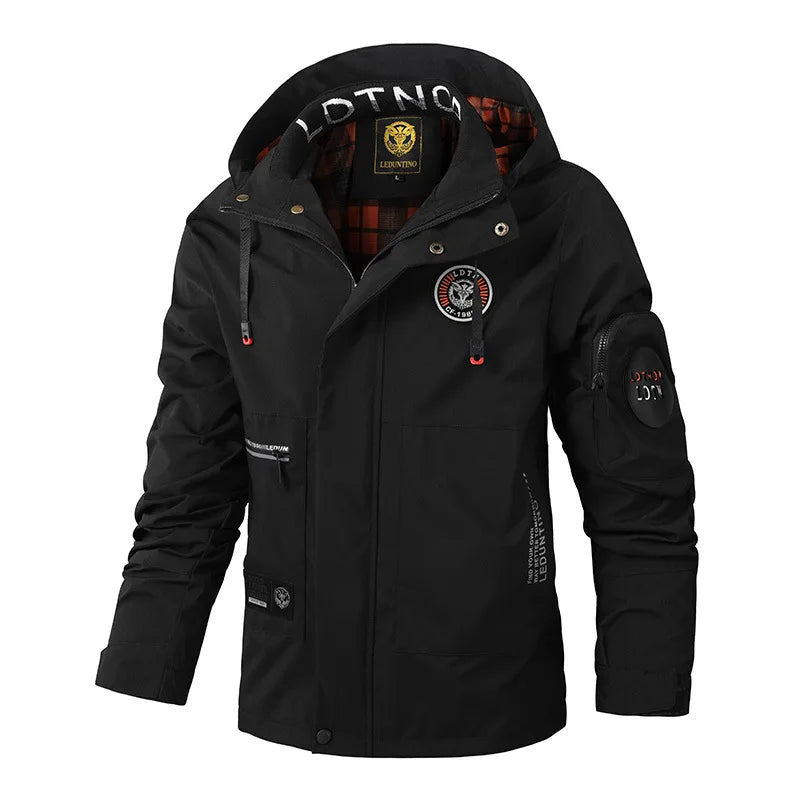 Men's Casual Jacket Parka Autumn/Winter Hooded Jacket Men's Coat Solid Color Outdoor Chic