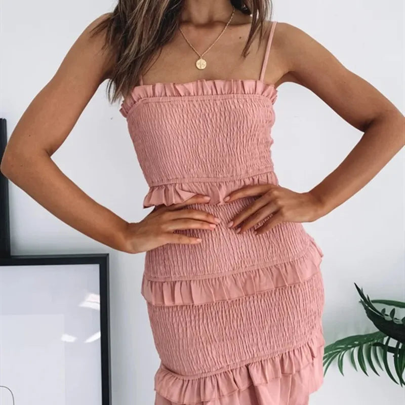 New Women Party Lace Flower Backless Mini Dress Summer Sexy Sling Spaghetti straps Deep V Neck Wedding Club Vestidos