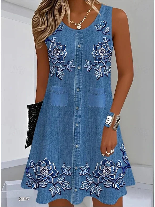Women's Dress Petite Dress Sundress Tank Dress Summer Dress Stylish Vacation Daily Holiday Loose Fit Floral Sleeveless Crew Neck
