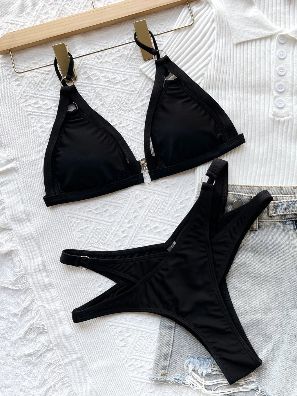 Bikini 2026 Sexy Black Hollow Swimwear Swimsuit Women Bikinis Set Bathing Suit Beach Bikini Female Push Up Maillot De Bain Femme