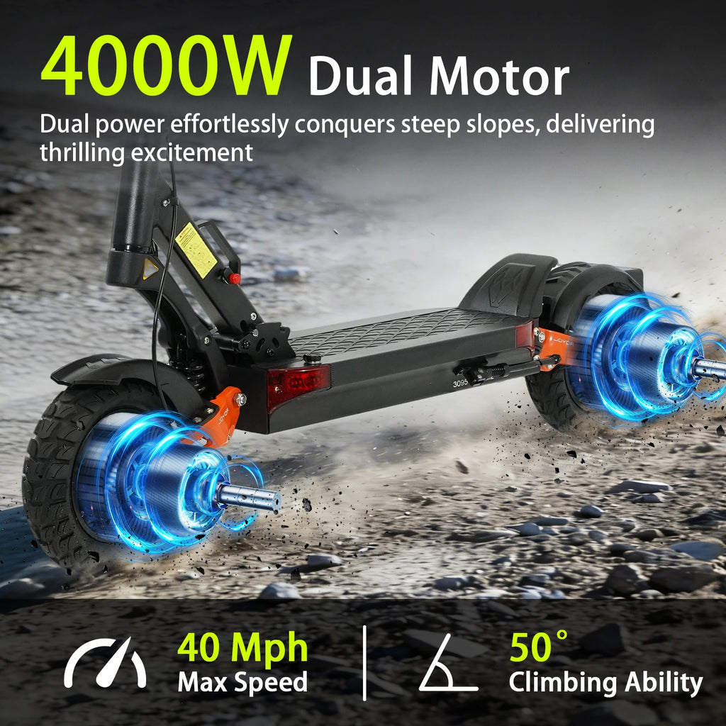 Electric Scooter  Dual Motor 2000W*2 for Adults, 60V Battery, 40mph Max Speed, Up to 50 Miles Range, 10 Inch Tires