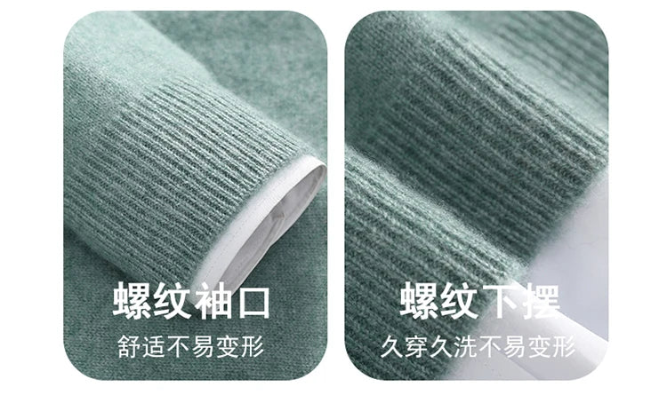 Autumn/Winter Men's 100% Cashmere Pullover Business Casual Solid Knitted Sweater Loose Half High Neck Tops Thick Warm Jumper