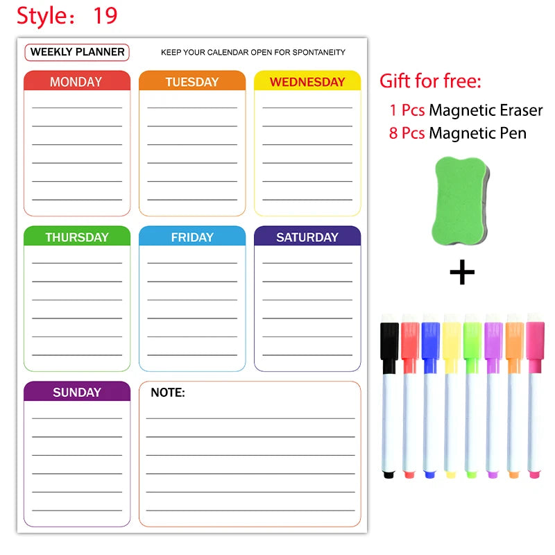 A3 Size Magnetic Monthly Weekly Planner Dry Erase Whiteboard Calendar Table Blackboard Fridge Sticker Message Board Menu