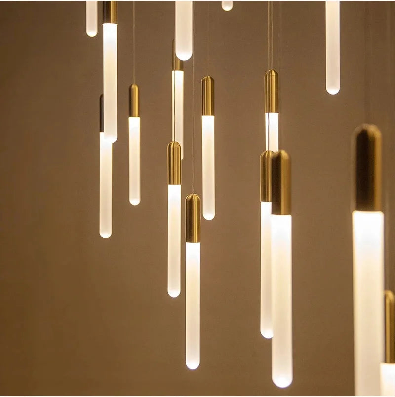 Modern Staircase Long Ceiling Chandelier LED New Lustre Living Room Lighting Kitchen Home Decoration Lamp Pendant Light