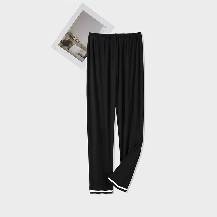 Men's Stylish Summer Pajama Pants, Thin Plaid Loungewear, Loose and Comfortable, Plus-Size Breathable Air-Conditioned Pants, Home Sleepwear