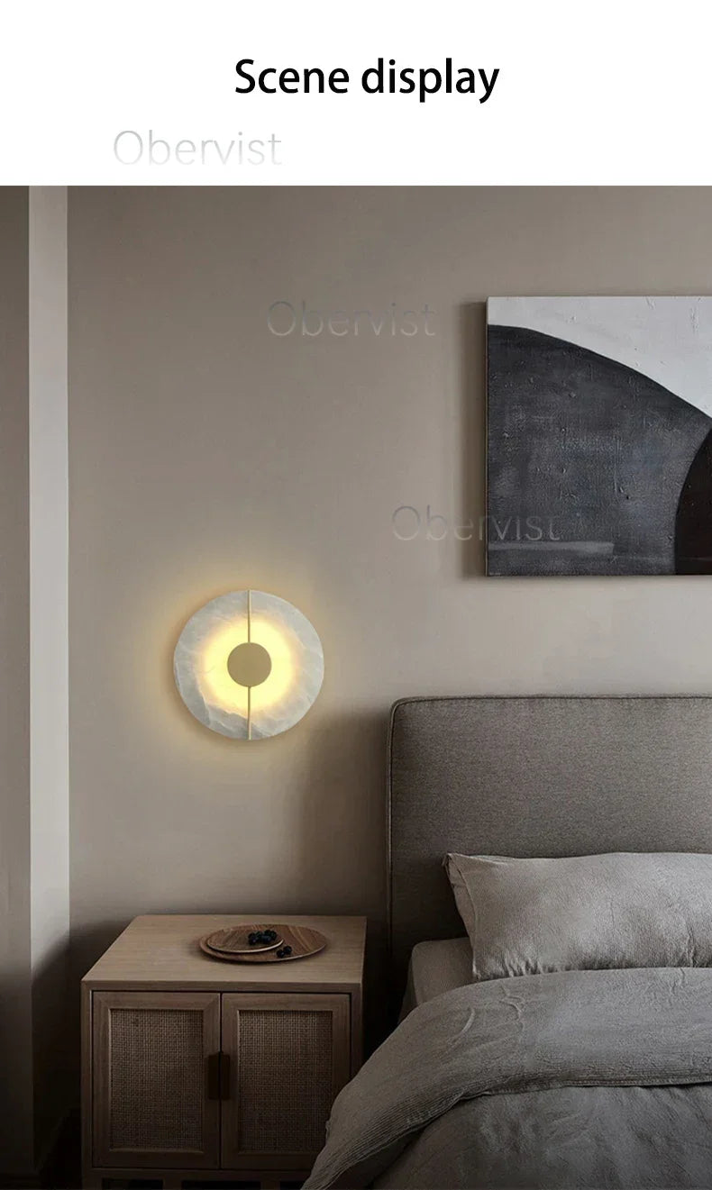 Modern Luxury Creative Marble Wall Light - Alabaster Marble Wall Sconce for Bedroom Bedside Living Room Aisle Indoor Decor