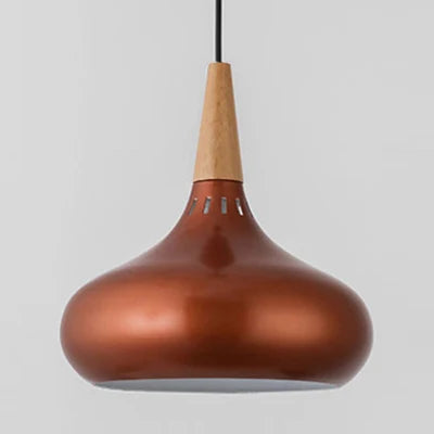 GEW Nordic Modern Funnel Pendant Light Wood Aluminum E27 Multi Color Hanging Lamp for Dining Kitchen Island Bedside