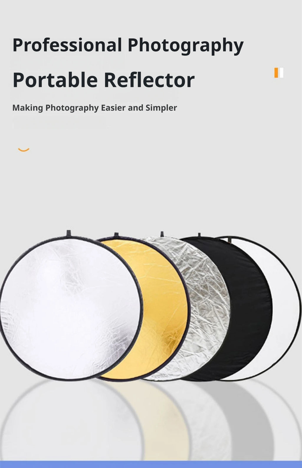 2-in-1 Dual Sided Gold Silver Reflector Portable Foldable Light Panel for Portrait Live Streaming Studio Outdoor Photography