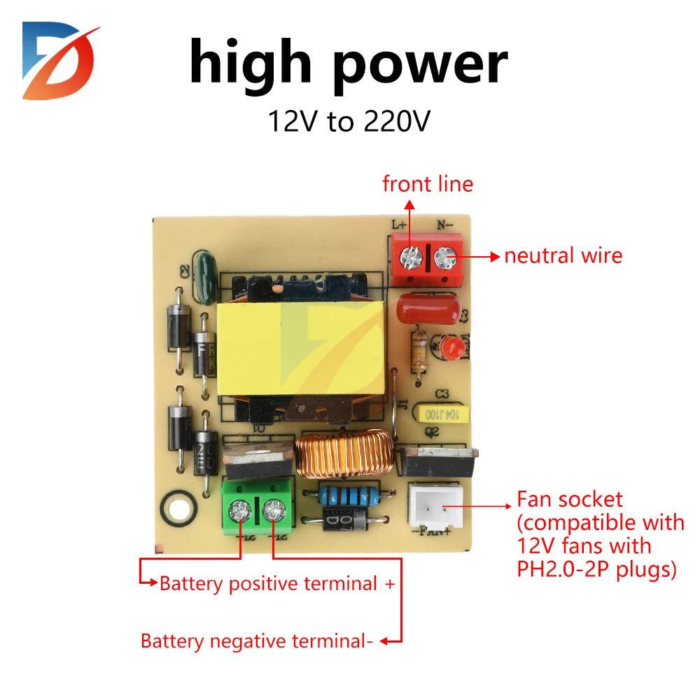 DC 12-16.8V to 220V Boost Inverter Module High-Power 100W Boost Module Outdoor Universal Solar Panel Inverter