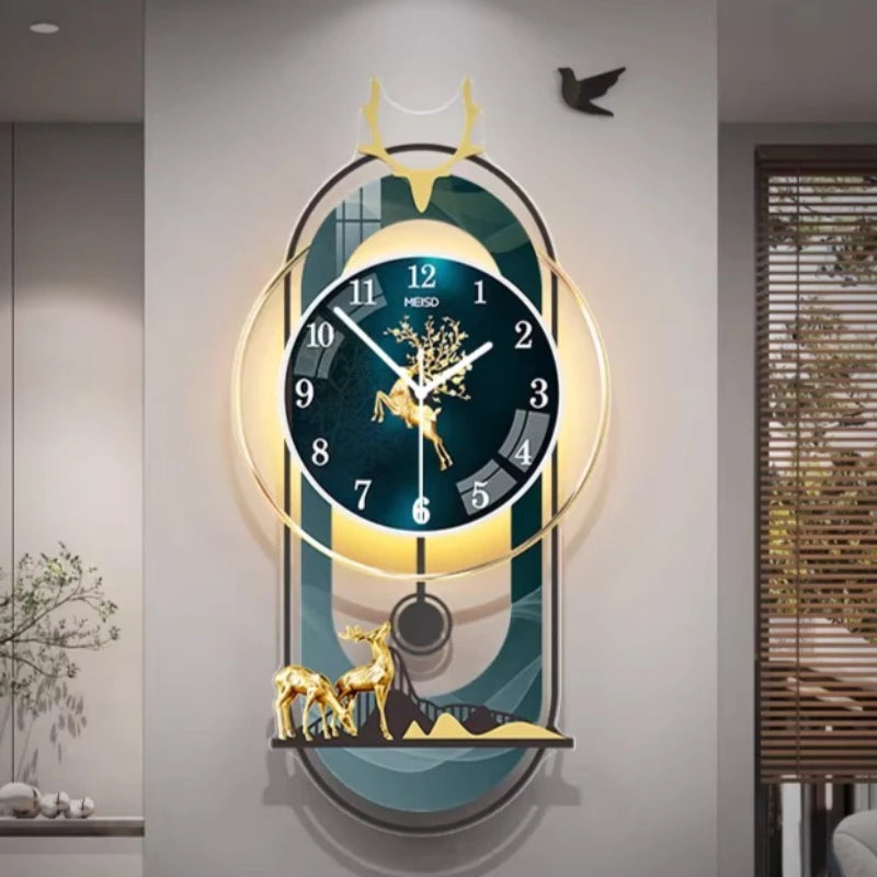 Luxury Wall Clock Living Room Modern Luxury Timepiece Creative Home Clock Wall Lamp Reloj Digital Pared Home Decoration Unusual