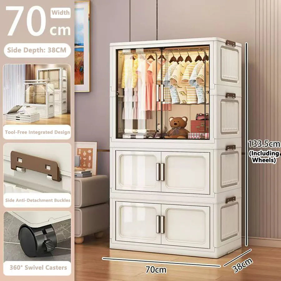 Folding Storage Cabinet Wall Mounted Foldable Locker Compact Organizer for Home Office Space Saving Design