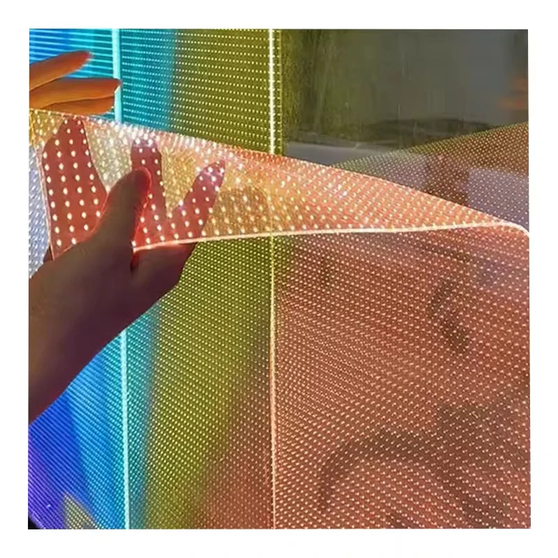 Easy installing Led flexible Transparent film Display P5 P6 P8 P10 P16 P20 Adhesive Transparent Led Screen for Window Glass Use