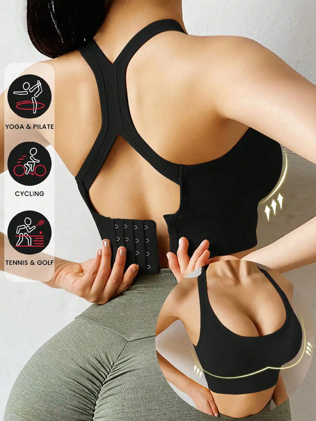 Yoga Sports Bra Wireless Gym Tops Underwear Cross Top Sports Tank Push Up Bras Hockproof Running Lingerie