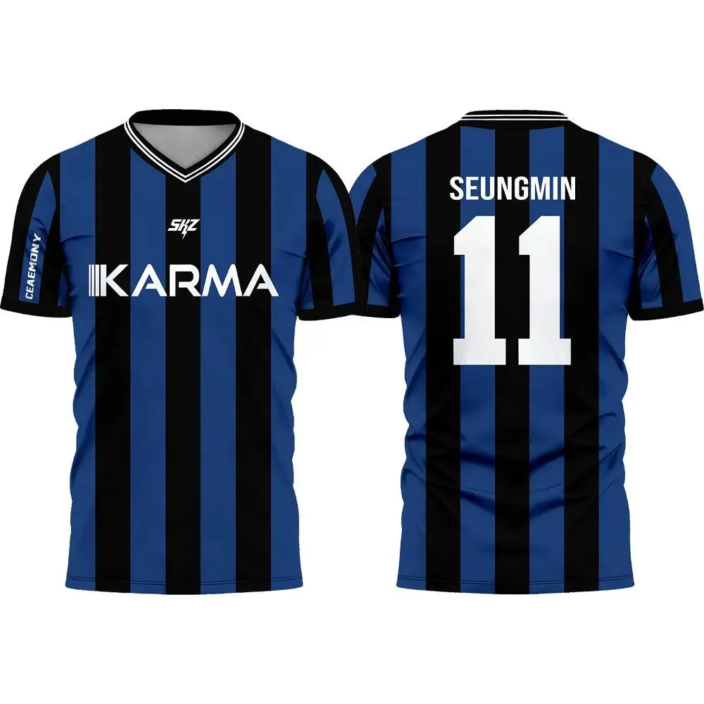 Karma SKZ Hyunjin 04 Soccer Jersey 3D Quick Dry T-Shirt For Men Women  Sports Fan Tee Summer, outdoor sports, training clothes