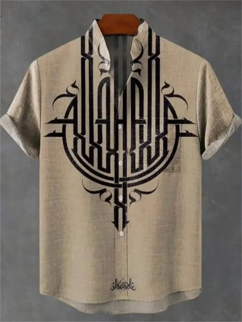 Men's Fashionable Casual Shirt Short Sleeved 3D Printed Pattern Clothing Shirt Linen Camisa Hawaiana Hombre Cosas Baratas