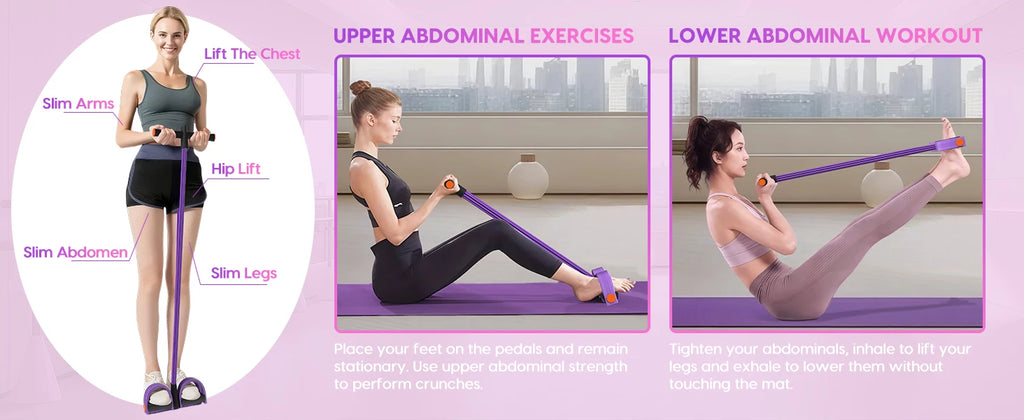 Durable 6-Tubes Multifunction Resistance Band, Natural Rubber Foot Pedal Resistance Bands, Fitness Resistance Bands