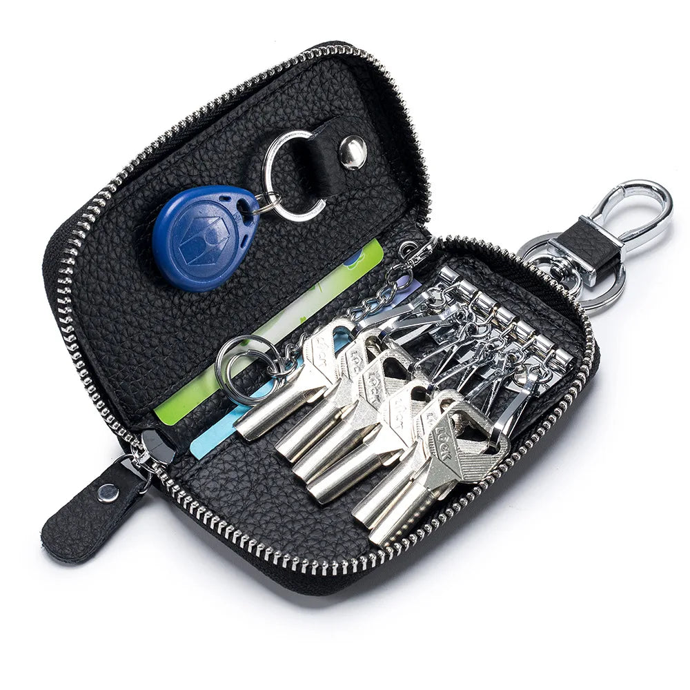 Key Case Multifunctional Zipper Men's Household Key Case Universal Car Keybag Women Leather Organizer Keychain Wallet 10 Color