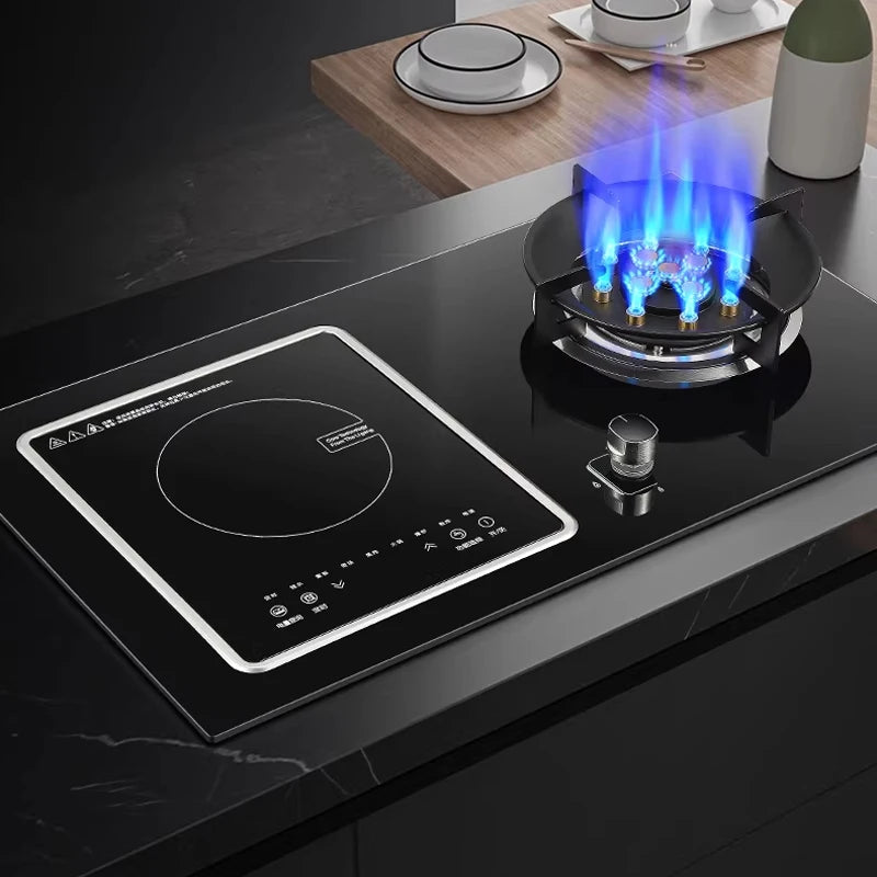 Gas Stove and Induction Cooktop Combo Built-in Cooktop Timer Energy Saving Kitchen High-Power Stove Split-Type Electric Ceramic
