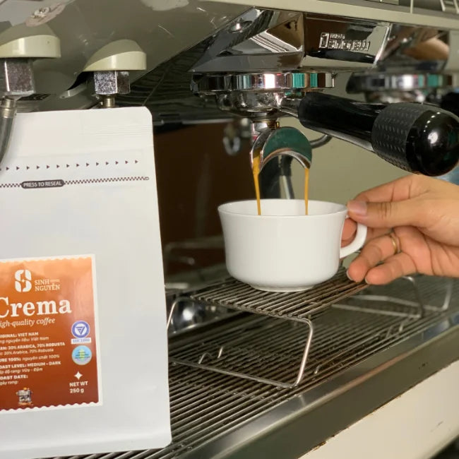 Vietnam Robusta Arabica Espresso Blend Whole Bean Coffee Dark Medium Roast Premium Quality 2-layer Packaging One-way Valve Bag