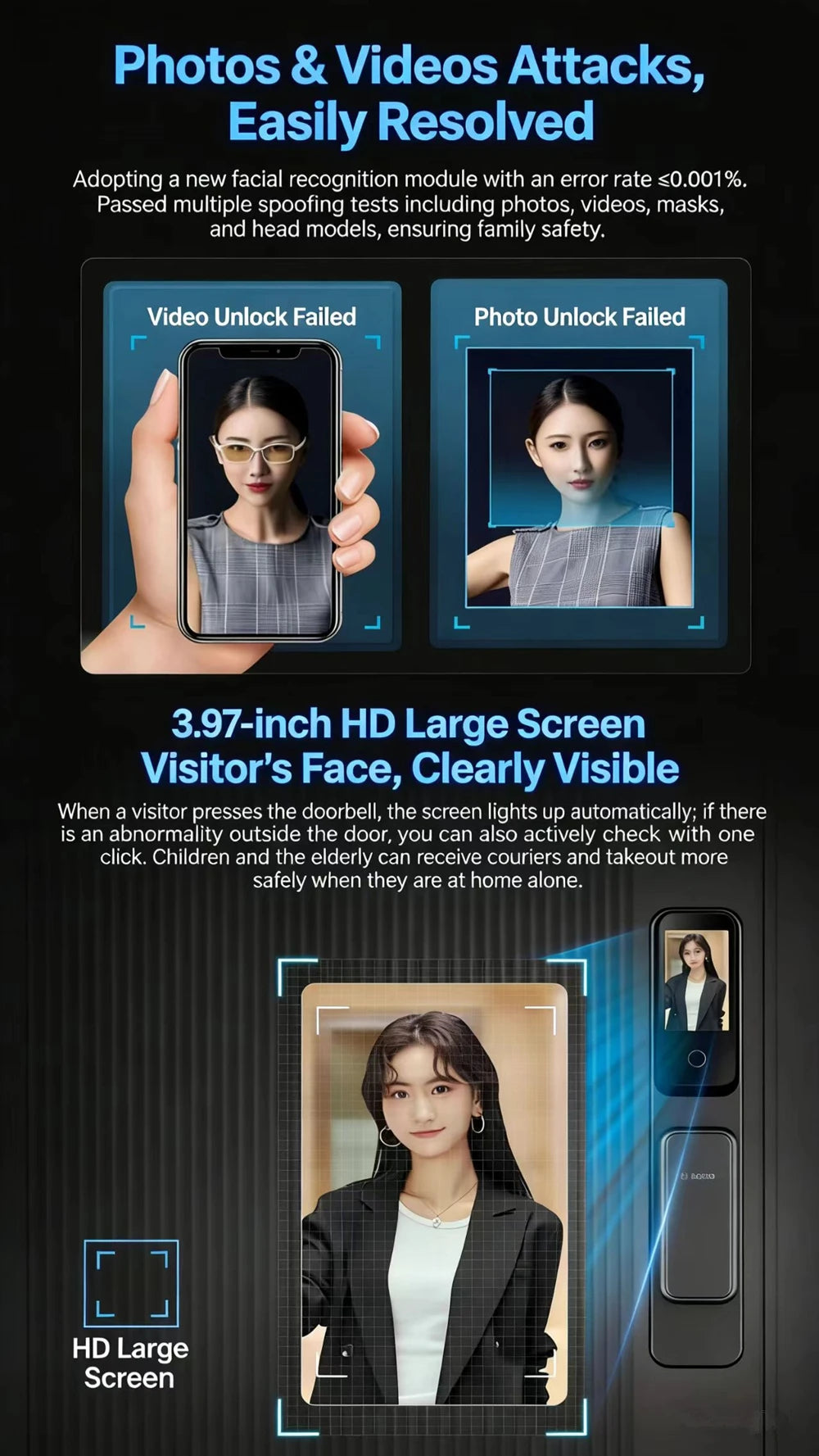 Bosch EL600VF Smart Lock 3D Face Recognition Fingerprint Password Security Electronic Lock for Entrance Doors Anti-Theft Door