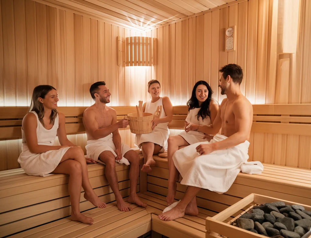 Modern simple outdoor cedar cube sauna easy installation automatic control furnace 4-6 people computer control panel