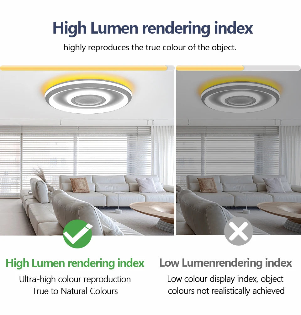 TUYA Music Ceiling Light With Speaker Remote Control APP Dimming Smart RGB LED Lamps Backlight Design Bedroom Living Room Decor