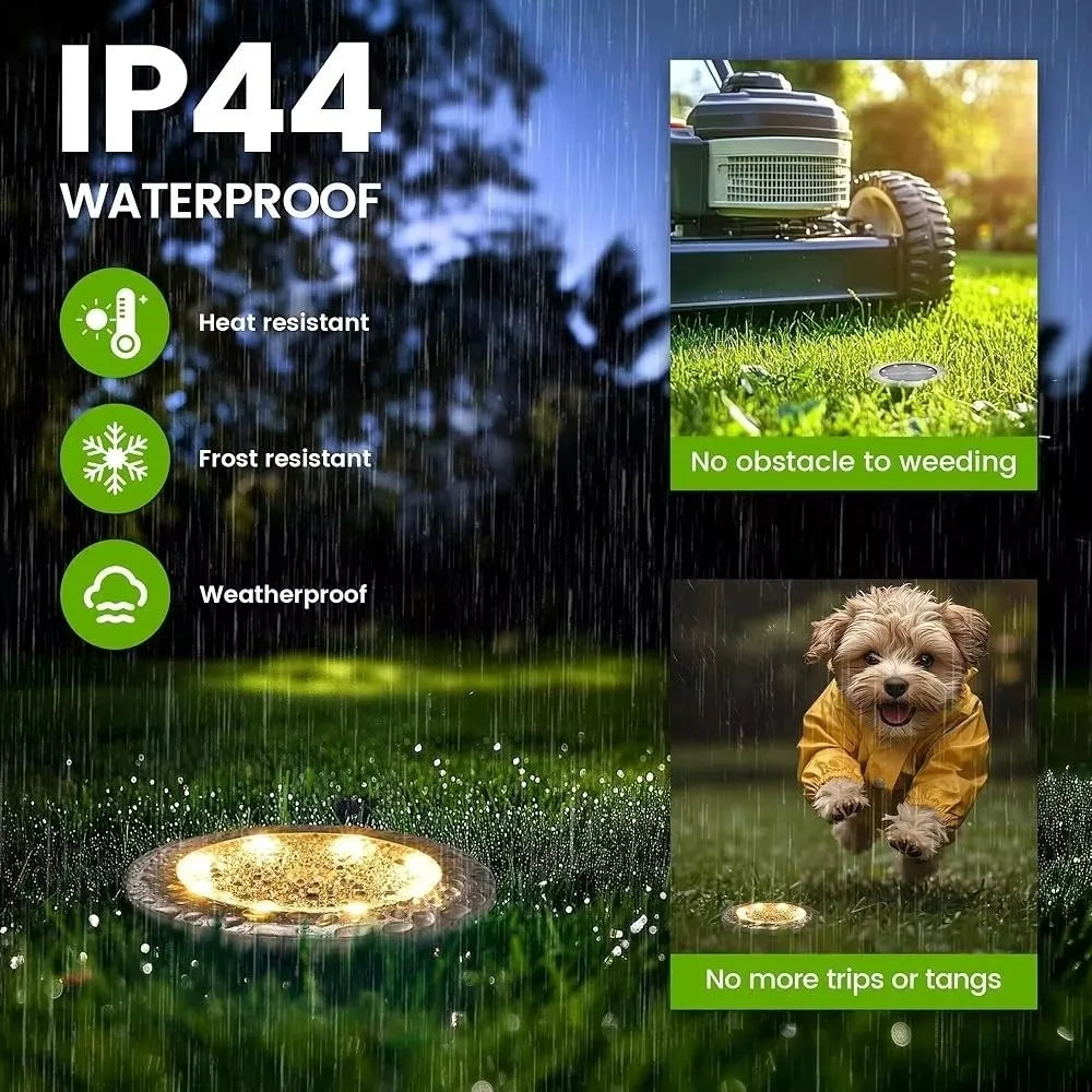 New Solar-powered Path Lights LED Stainless Steel Courtyard Lawn Lights Lighting Tools Garden Ground-mounted Light