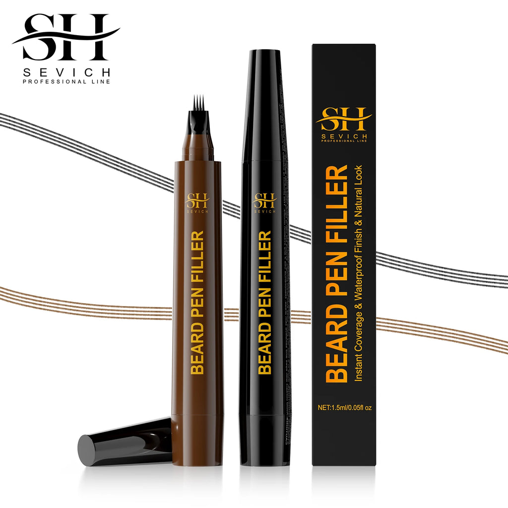 Beard Pen Filler Men Waterproof Moustache Coloring Pen Beard Coloring Filling Enhancer Black Fiber Hair Beard Stuffing Pen Tool