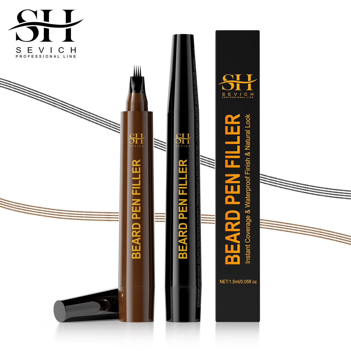 Beard Pen Filler Men Waterproof Moustache Coloring Pen Beard Coloring Filling Enhancer Black Fiber Hair Beard Stuffing Pen Tool