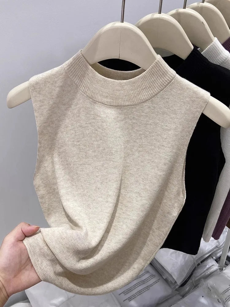 AOSSVIAO Women Knitted Tank Top Summer Fall Slim Sweater Sleeveless Solid Spring Autumn Sweaters Pullovers 2026 Top