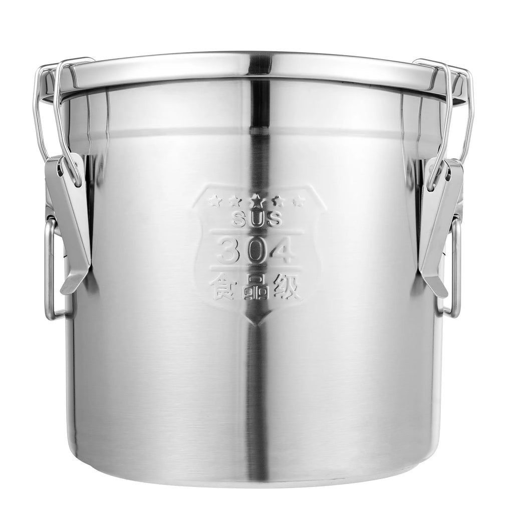 Bymaocar 12L 304 Stainless Steel Cereal Container Metal Kitchen Rice Oil Storage Bucket Airtight Durable, Corrosion Resistant