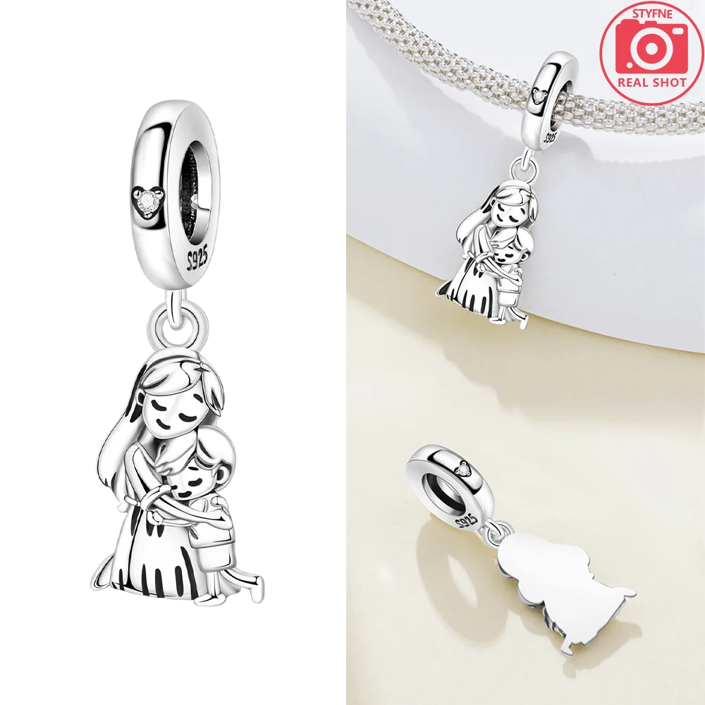 925 Sterling Silver Pink Zircon Love Beads Charms Fit Bracelet Women Jewelry Diy Anniversary Gift Delicate Accessories Bag Charm