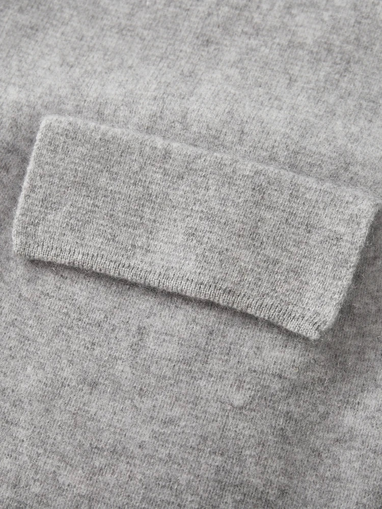 100% Merino Wool Sweater Men's Suit Collar Cardigan Smart Casual Knitwear Autumn Winter Cashmere Solid Coat Pockets Clothing Top