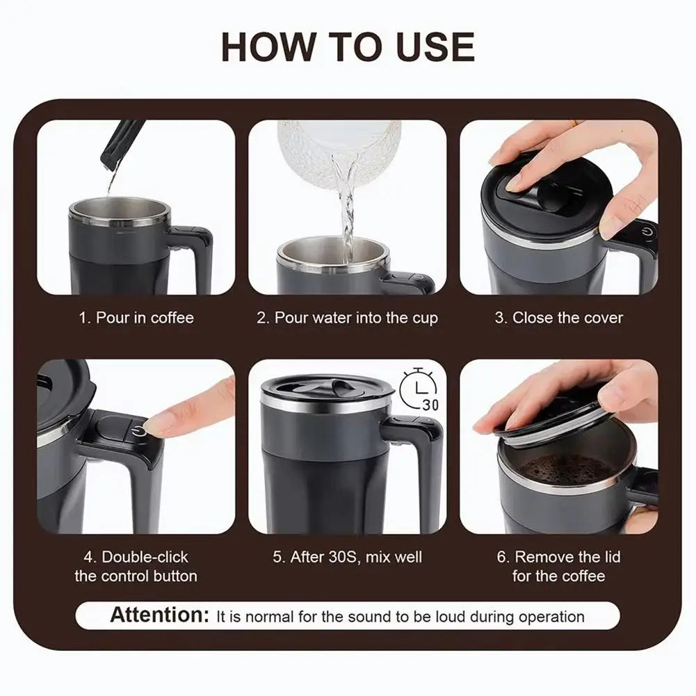 400ML Mixing Cup LED Temperature Display Coffee Cup 316 Stainless Steel Magnetic rotating stirring Milk Coffee Self Stirring Mug