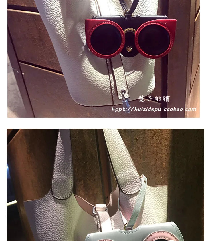 ins cartoon cute glasses case portable men and women sunglasses myopia glasses organizer bag protective sleeve glasses bag charm