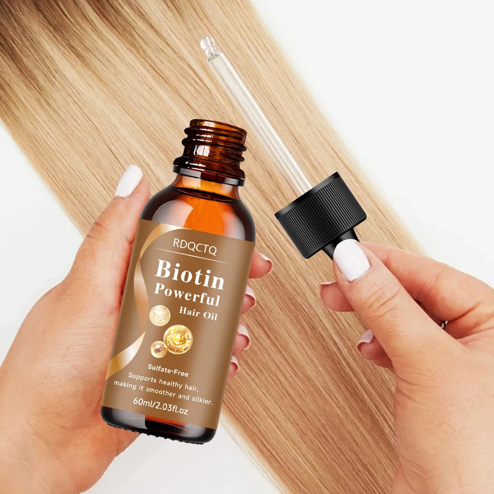 Biotin Hair Care Oil for Dry Hair - Nourishing Treatment for Women with Smooth Silky Shiny Results - Natural Hair Care Essential