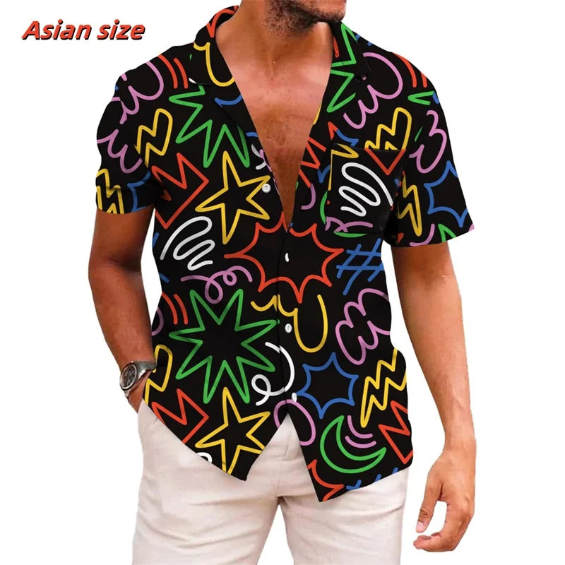 Leaf Coconut Tree Pattern Hawaiian Shirt For Men Plants 3D Printed Short Sleeve Tops Casual Lapel Aloha Shirts Loose Blouses