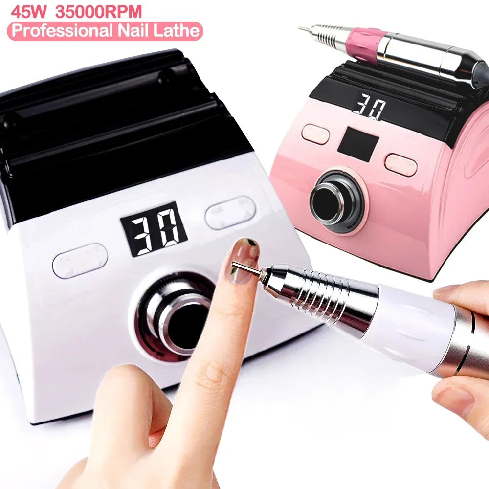 Professional Nail Drill Machine 35000RPM Manicure Machine Apparatus for Pedicure Kits Electric Nails File with Cutter Nail Tools