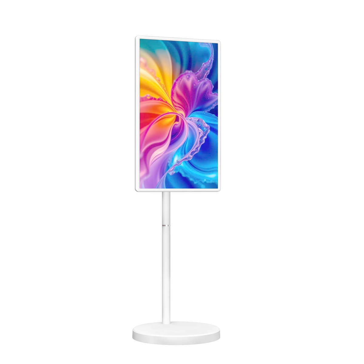 Floor-Standing TV Stand,32 Inch Monitor Screen Digital Signage Touch Screen Android 15 4+128GB Smart TV Display Portable TV Moni