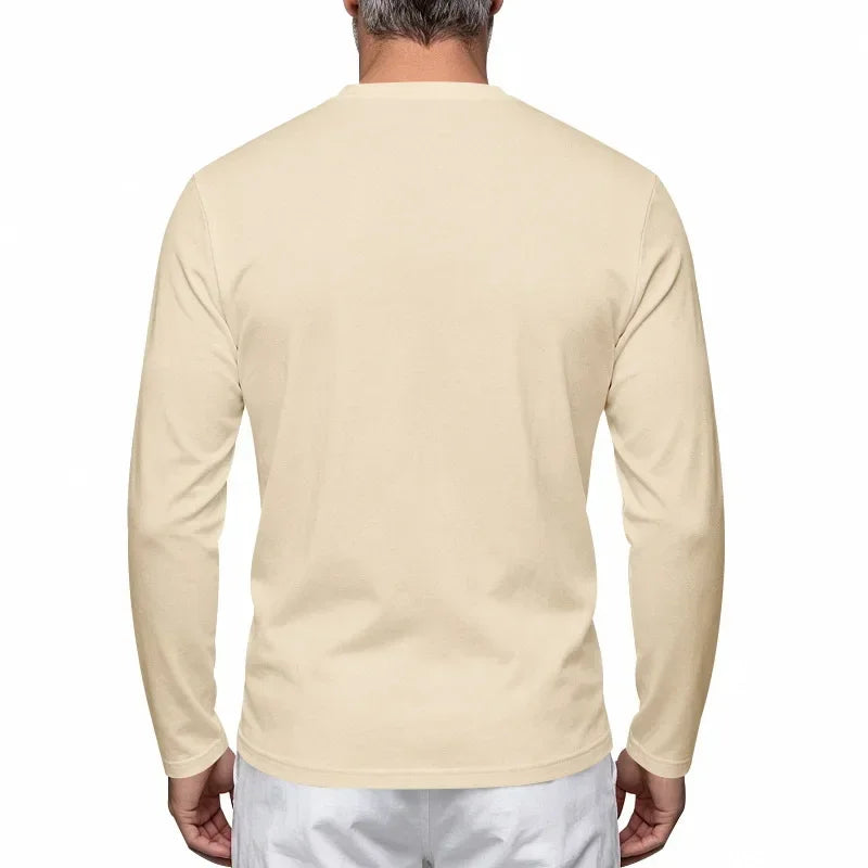 Autumn and Winter Men's Thin Casual Crew Neck Pullover Loose Versatile Breathable Commuter Long Sleeve Bottom T-Shirt